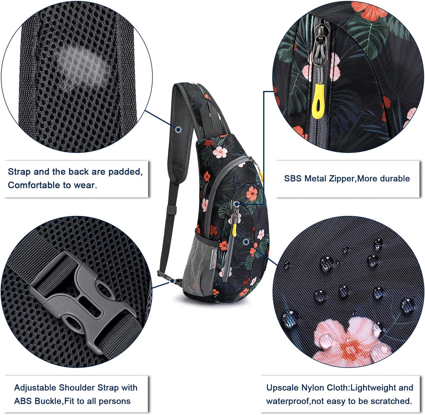 G4Free Sling Bags Men Shoulder Backpack Small Cross Body Chest Sling Backpack (Black) - Image 4